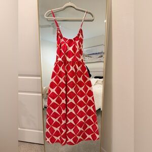 Banana Republic Red and White Smocked Top